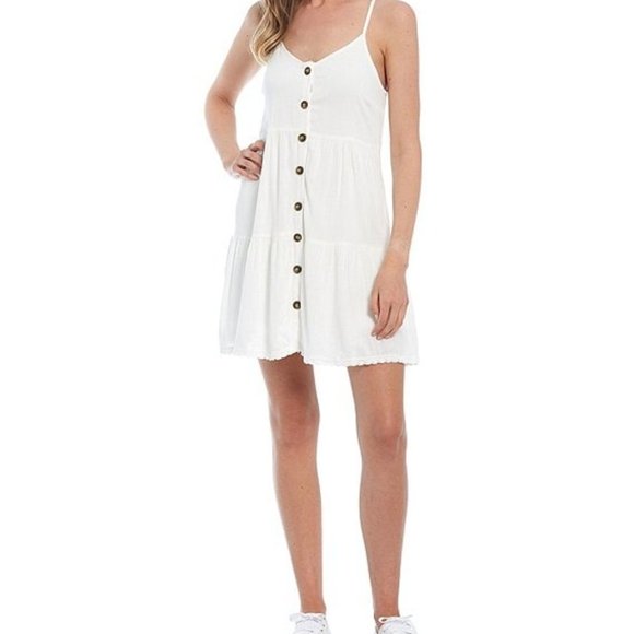 Moa Moa Dresses & Skirts - Moa Moa Women's Dress Tiered Button Front Tank in White Size Small